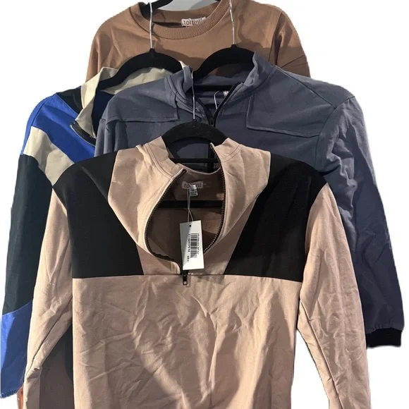 Girls Colorblock Quarter-Zip Pullover and sweatshirt bundle of 4 - Picture 2 of 10